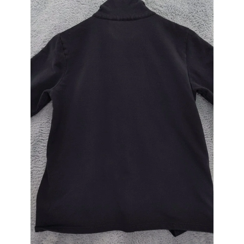 Collections etc‎ Black Embroidered Floral Full Zip Mock Neck Jacket Sz M